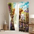 thumbnail image 3 of Castle Fairy Animal Cats Highland Cow Blackout Curtains Set of 2 (52x84 Each) for Boys Girls,Rustic Farmhouse Window Curtains,Chic Floral Flowers Daisy Curtains and Drapes,Breathable Home Decor, 3 of 6