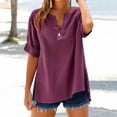thumbnail image 2 of Baberdicy Oversized Collar Shirts - Women's Loose Fit Solid Color Tops (Breathable Linen, Office to Weekend) Red M, 2 of 8