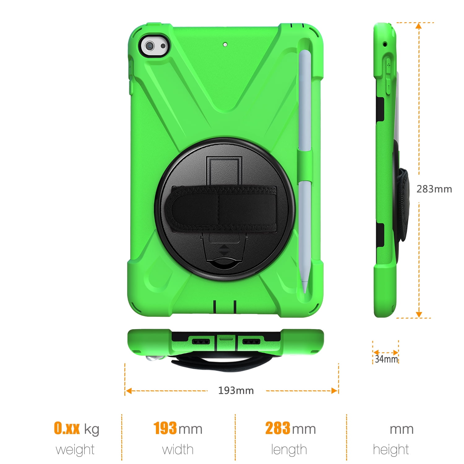 iPad Mini 5 Case for Kids, iPad Mini 5/Mini 4 Case Shockproof, Heavy Duty Protective Rugged iPad Mini Case with Pencil Holder /Kickstand Case for iPad Mini 5th/4th Generation 7.9 Inch - GREEN