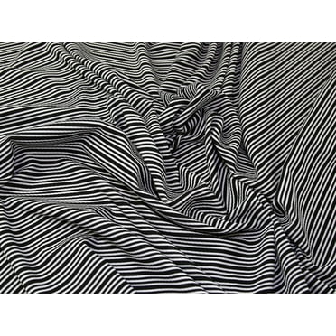 Textured Stripe Print Stretch Jersey Knit Dress Fabric Black & White - per yard