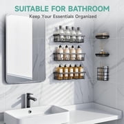 Veken Rustproof Shower Caddy 6-Pack, Heavy-Duty Wall Shelves Users Recommend for Bottles, Soap and Large-Capacity Bathroom Organization, Black