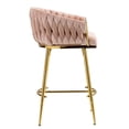 thumbnail image 4 of Bananova Velvet Bar Stools Set of 2, 26 Inch Seat Height Upholstered Luxury Bar Chairs with Low Back, Modern&nbsp; Style Counter Height Bar Stools, Pink, 4 of 5