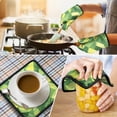 thumbnail image 4 of Green and Yellow Modern Art Geometric Kitchen Oven Mitt and Pot Holder Sets 4 Pcs for Baking, Cooking and Grilling, Heat Resistant Up To 392 °F, 4 of 7