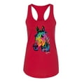 thumbnail image 2 of Colorful Rainbow Sea Turtle Animal Lover Ladies Racerback Tank Top, Red, Large, 2 of 3