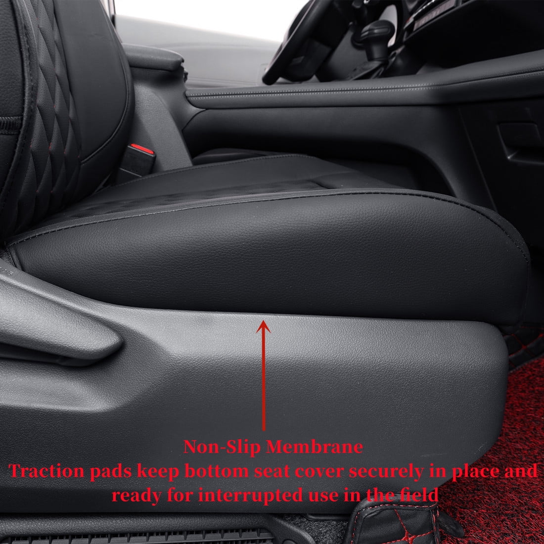 coverdream Sienna Car Seat Covers Custom Fit for 2011-2020 Toyota Sienna LE,XLE,Limited,L,XLE Premium,Limited Premium,7-Seater Leather Auto Seat Covers(Full Set,Black/Red)