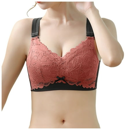 Fsqjgq Sports Bras for Women Underwear Nursing Bras for Breastfeeding Floral Lace Nursing Bras 38DD Bras for Women Thin Lace Big Chest Small Breathable No Underwire Plus Size Bra Underwear Seamless S