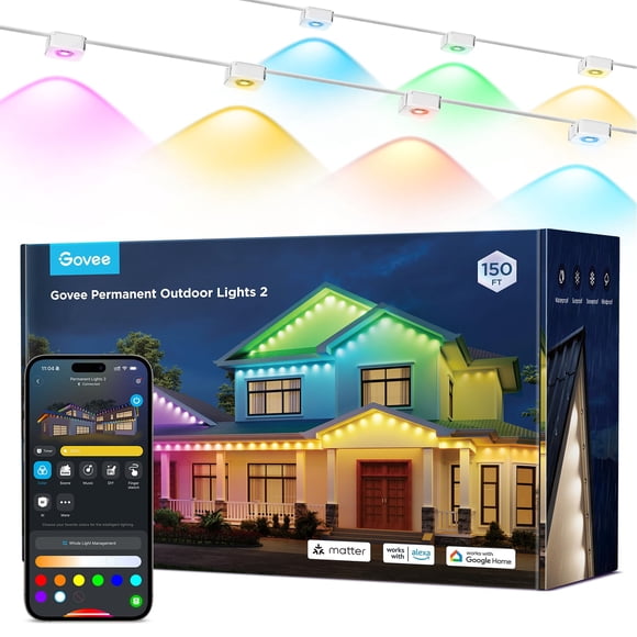 Luces exteriores Govee Permanent 2 RGBIC de 150 pies con 108 LED IP67