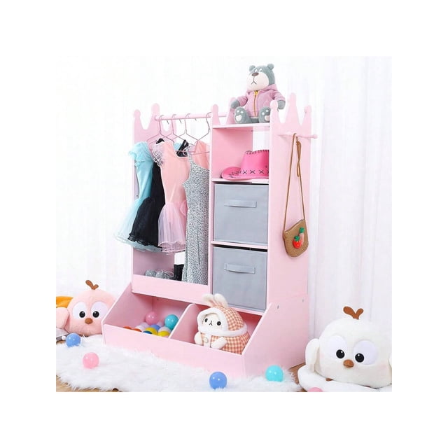 EastVita Dress-Up Storage For Girls - Ample Storage. Mirror With Touch Light. Multi-Functional Organizer