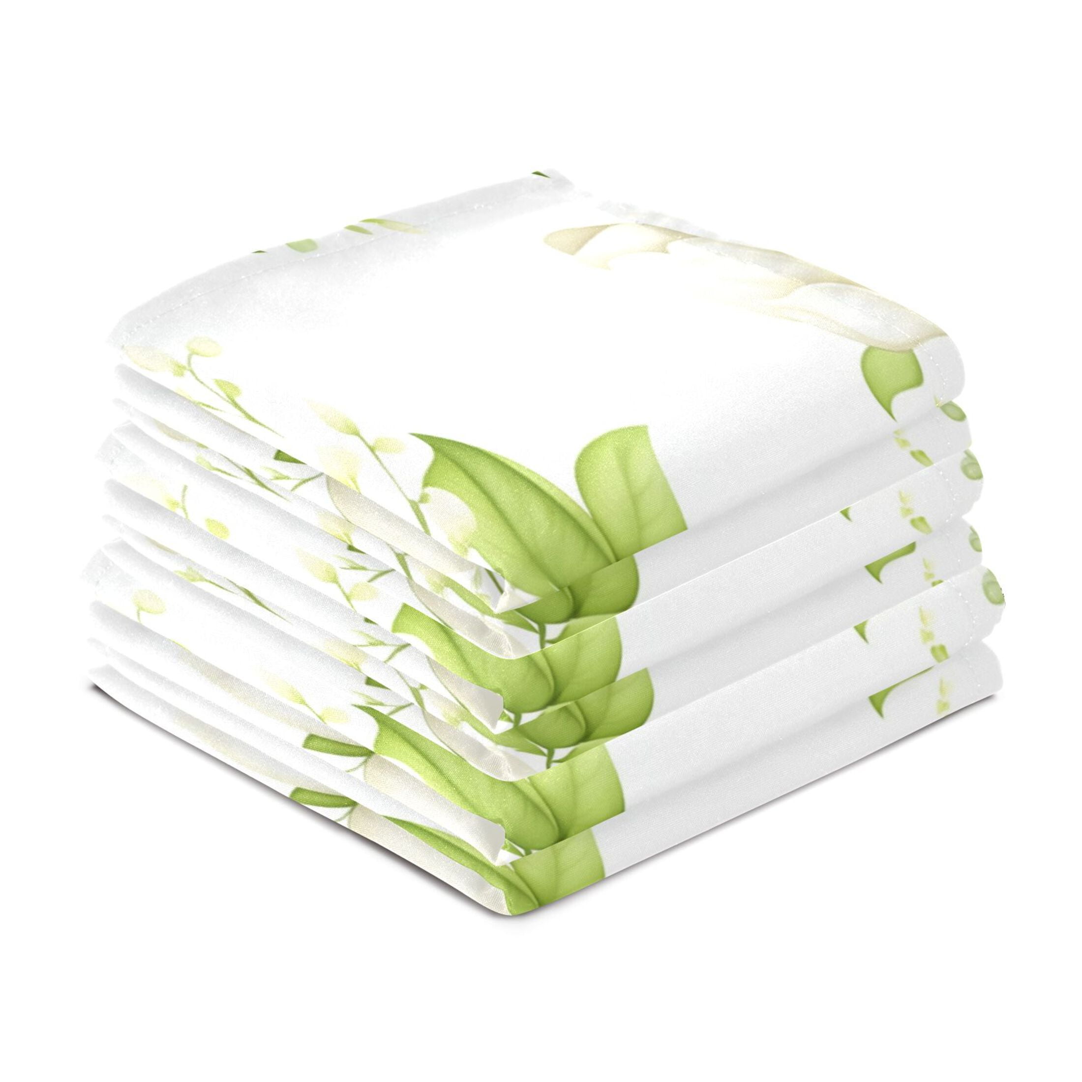 Magnolia Blooms Pattern Kitchen Towels 6-Piece Pack Tea Towels for Kitchen Decorative Waffle Design 28x18in