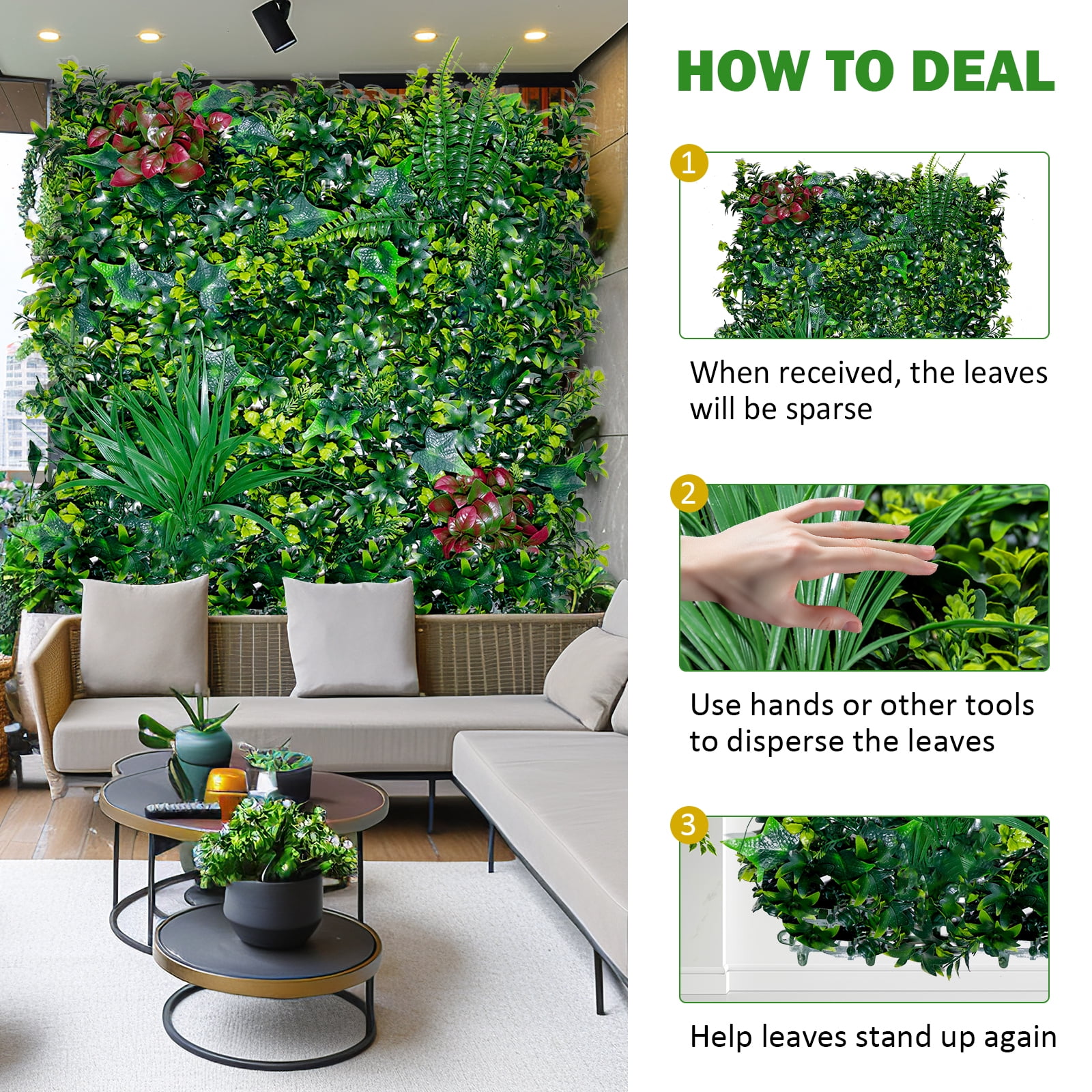Artificial Boxwood Panels 20x20 in, Grass Wall Panels for Privacy Screen and Green Wall Decor, Sun Protected Foliage for Indoor Outdoor Garden Backyard, 20pcs