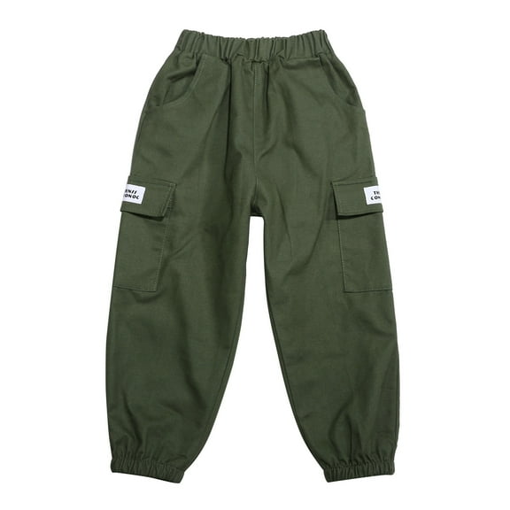 Wdgfv Boys Summer Casual Cargo Sweatpants Loose Fit Activewear Trousers For Kids Sports Personality Solid Color Design Comfortable Outdoor Play Green 11-12 Years