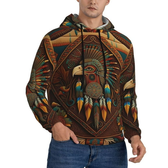 Men's Hoodie Pullover Casual Hooded Sweatshirt 3D, Southwestern Ethnic Art Native