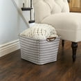 thumbnail image 3 of Household Essentials Medium Tapered Storage Bin with Wood Handles, Brown Chevron, 3 of 4