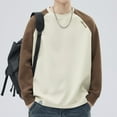 thumbnail image 2 of Ediodpoh Male Patchwork Contrasting Raglan Sleeve Round Neck Sweatshirt with Inner Long Sleeves Sweatshirt for Men Coffee M, 2 of 6