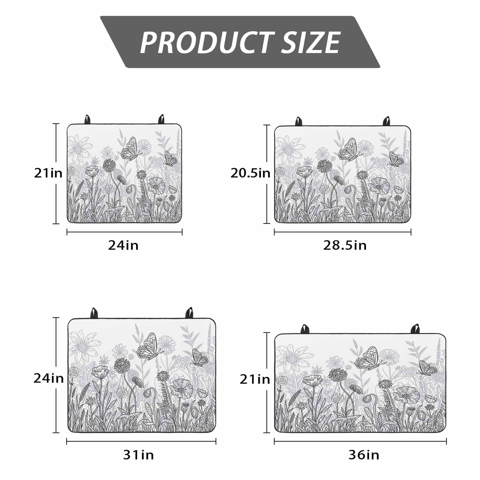 Grey Wildflowers Stove Top Cover for Electric Stove, Heat-proof & Non Slip Glass Top Stove Cover Protector, Modern Spring Floral Butterfly Plant Kitchen Flat Cooktop Rubber Mat 24x21 Inches