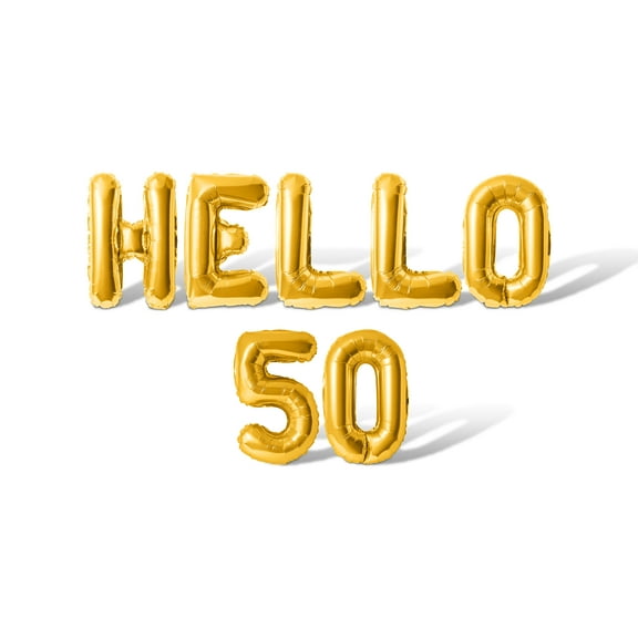 Letter and Number Balloons - HELLO 50 16" Inch Alphabet Letters Foil Mylar Balloon Birthday Party Banner (Gold)