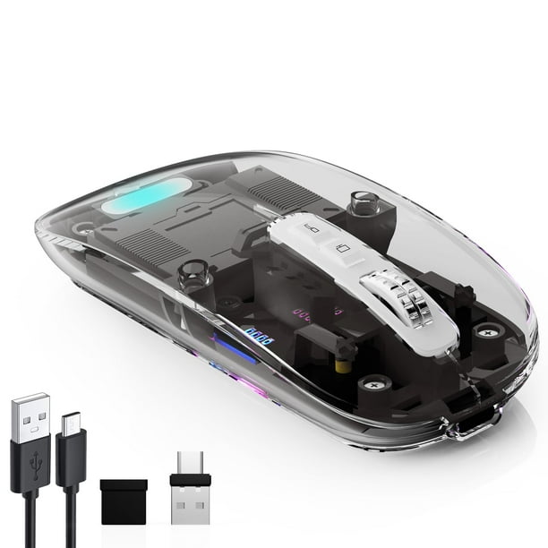 Ratón inalámbrico transparente Vxeei recargable Bluetooth 5.1