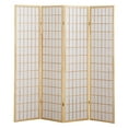 thumbnail image 2 of Roundhill Furniture 4 Panel Oriental Shoji Screen Room Divider, Natural, 2 of 4