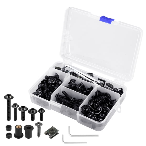 137 Piezas Unique Bargains Motocicleta Carenado Pernos Tornillos Sujetadores Tuercas Clips Black
