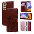 thumbnail image 1 of Galaxy S22 Wallet Case, 3D Emboss Rose Flower PU Leather Case Card Slots Flip Folio Kickstand Soft TPU Protective Women Cover for Samsung Galaxy S22 5G 6.1 inch 2022,Brown, 1 of 7