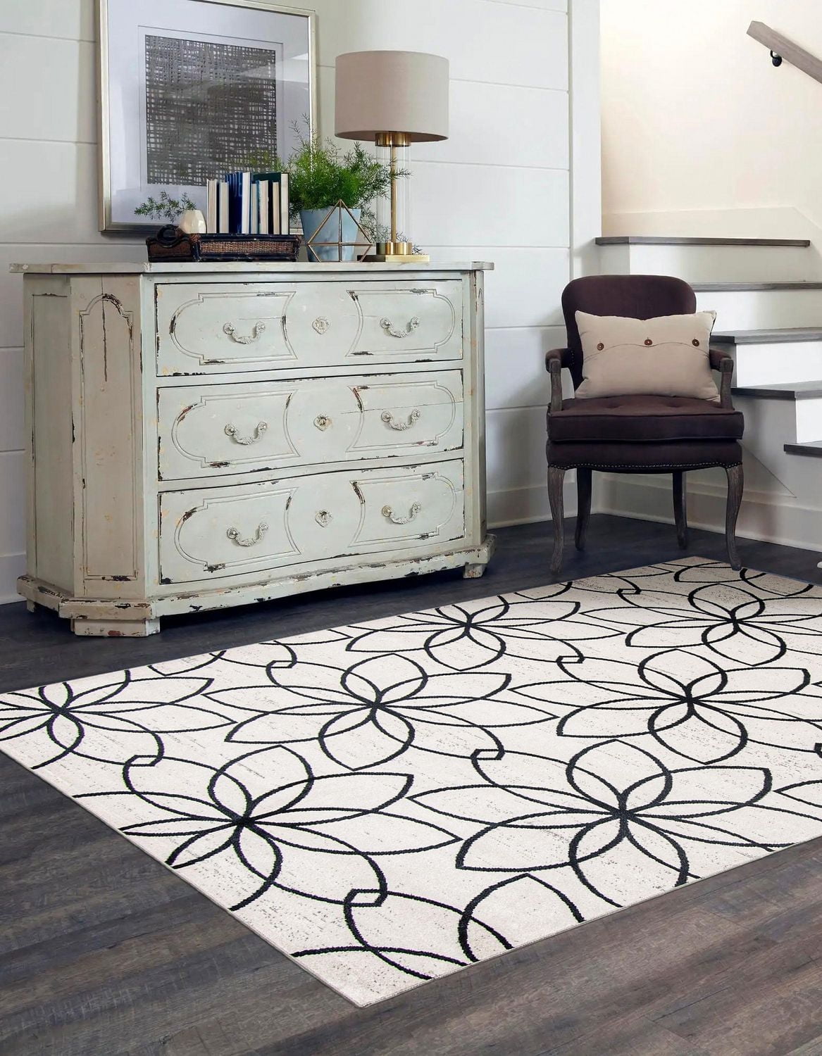 ECARPET Washable Floral Area Rug & Runner for Bedroom, Living Room, Kids Hallway
