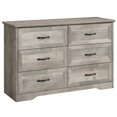 thumbnail image 1 of 47.2-pulgada gray 6-cajón cómoda gabinete con metal handles y anti-collapse safety design, ideal para para dormitorio, entrada, y sala de estar, 1 of 8