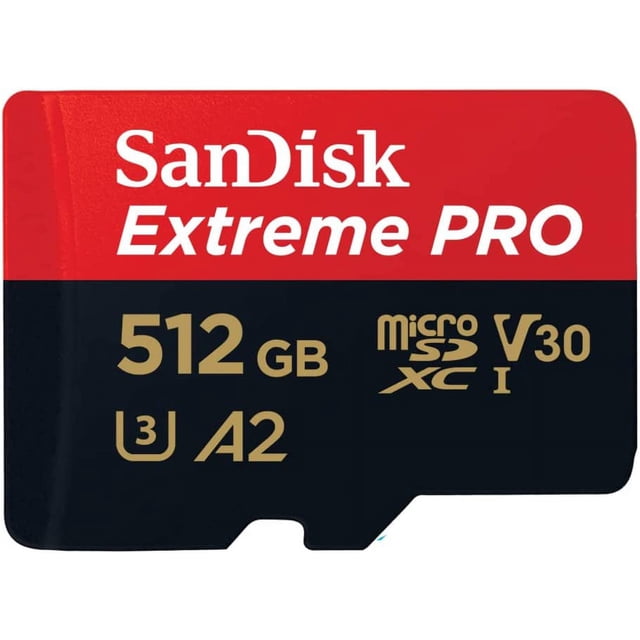Tarjeta microSDXC Extreme Pro de 512 GB + Adaptador SD + RescuePRO Deluxe, hasta 200 MB/s, con Rendimiento de aplicación A2, UHS-I, Clase 10, U3, V30