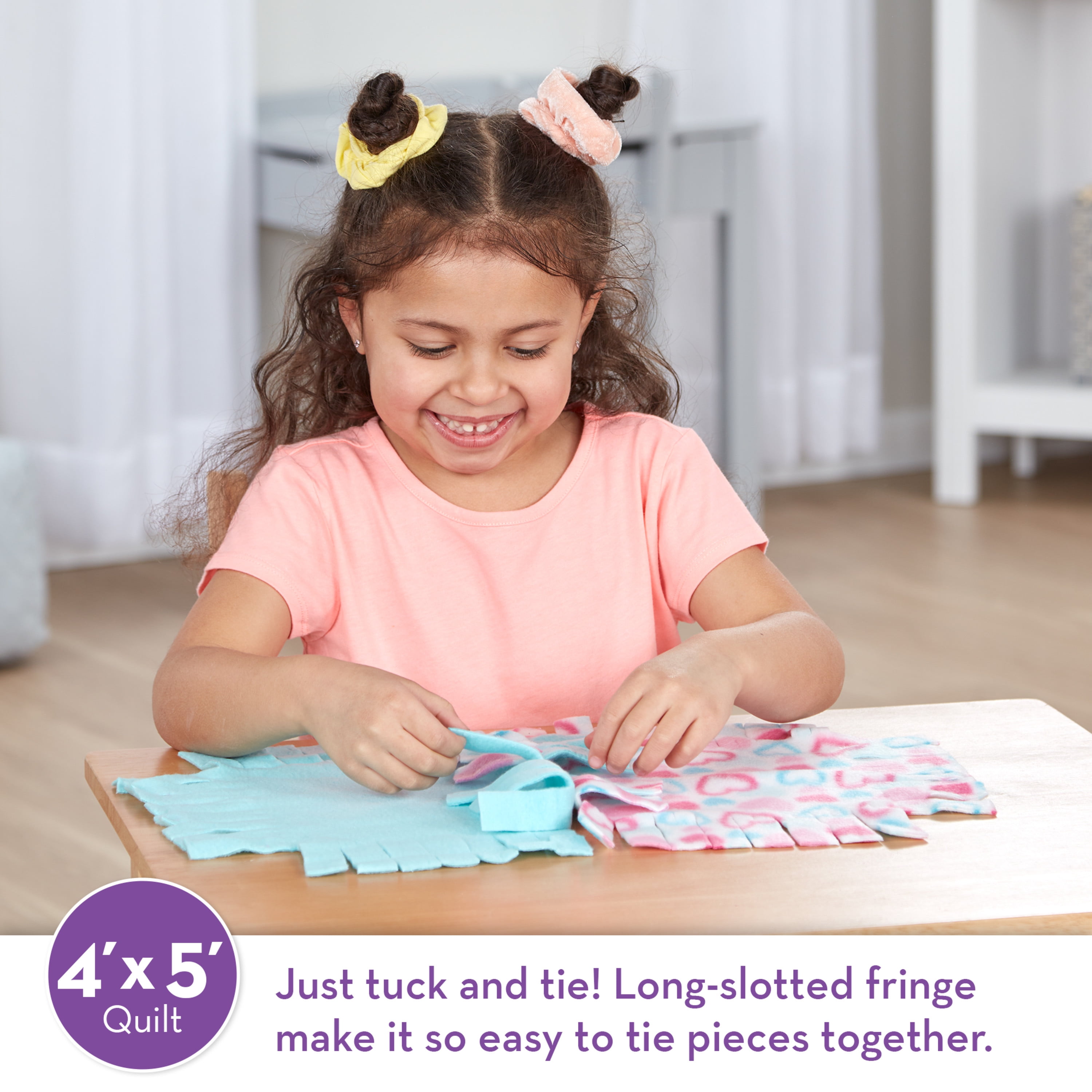 Melissa & Doug Created by Me! Heart Fleece Blanket No-Sew Craft Kit (40 squares, 3.5 feet x 5 feet)