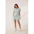 thumbnail image 4 of Women Two Piece Outfits Tracksuit Half Zip Lapel Cap Sleeve Sweatshirt High Waist Drawstring Shorts Set Sweatsuit, 4 of 6