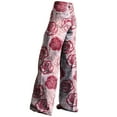 thumbnail image 7 of Women's Casual Pants Wide Leg Pants Women'S High Waisted Flower Patterned Pants Lightweight And Loose Casual Colorful Pants Heavyweight Pants,Pink Women's Casual Pants L, 7 of 7