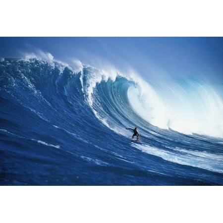 Hawaii Maui Peahi Buzzy Kerbox Surfing Big Wave Curling And Crashing Behind Stretched Canvas - Erik Aeder  Design Pics (34 x