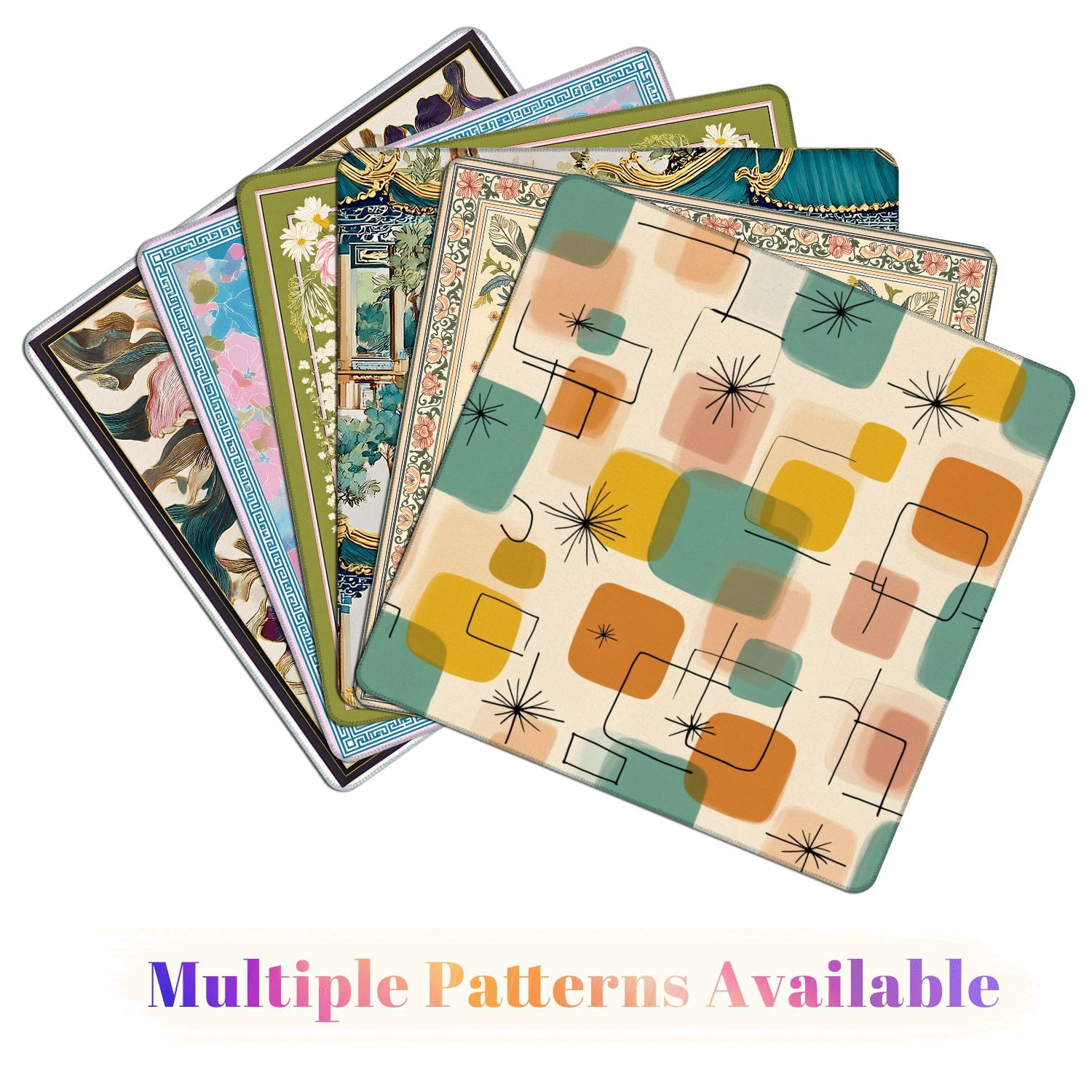 Mahjong Mat 31.5" x 31.5" Retro Geometric Abstract Squares Vibrant Colors Non-Slip Noise Reduction American Mahjong Tiles Table Cover for Dominoes Poker Card Board Games Gift