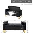 thumbnail image 7 of 50" Storage Bench with Gold Base 2 Round Pillows Upholstered Tufted Bedroom Ottoman End of Bed Entryway Living Room Black, 7 of 7