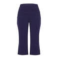 thumbnail image 4 of Straight Wide Leg Capris Pants for Women Pilates Yoga Pants Workout Gym Flared Leggings Mid Rise Casual Bottoms with Pockets Blue XL, 4 of 7