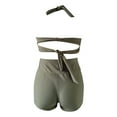 thumbnail image 5 of MSJUHEG Ruffle Swimsuits for Women,Bathing Suit for Women,Ruched Tankini Tops for Women,Crisscross Tie Back Bathing Suit,Bathing Suits,High Cut Bathing Suits,2 Piece Bikini Set Green L, 5 of 5