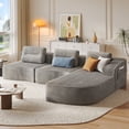 thumbnail image 5 of Pinmoco 111.8" Cloud Sectional Couch for Living Room, L-Shaped Modern Modular Couch with Deep Seat and Side Pockets, Upholstered Couches Boneless Sofa, No Assembly Required, Silver, 5 of 10