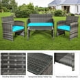 thumbnail image 4 of Costway 4PCS Patio Rattan Furniture Set Conversation Glass Table Top Cushioned Sofa, 4 of 10