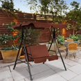 thumbnail image 3 of Costway Patio Loveseat Canopy Swing Glider Hammock Cushioned Steel Frame Outdoor Coffee, 3 of 8