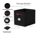 thumbnail image 3 of DECOMOMO Large Cube Storage Bin, Fabric Storage Bin, Organizing Cubes (Black, Set of 4), 3 of 8