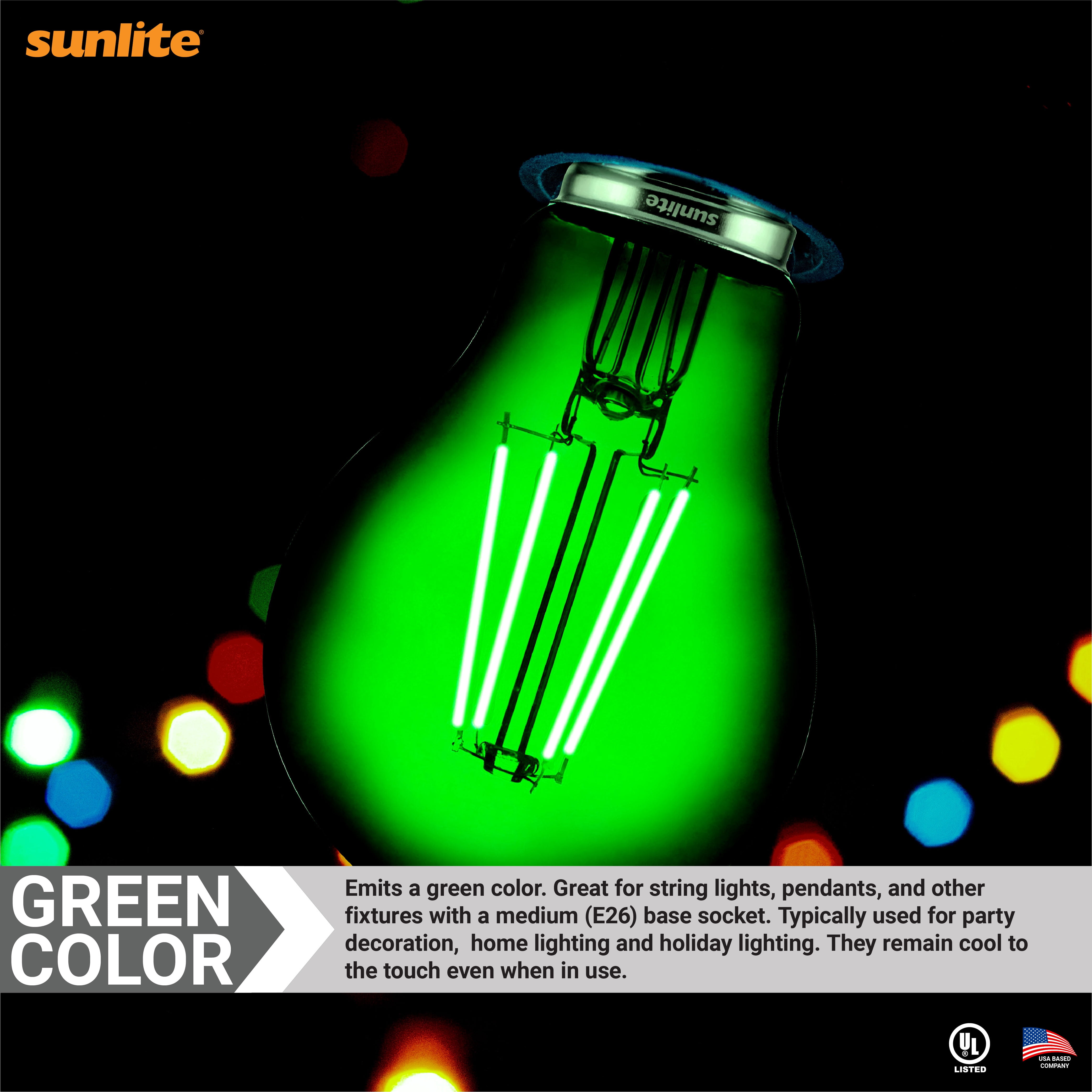 Sunlite LED Decorative Christmas Holiday Light Bulbs, A19 Filament Style, 4.5 Watt (60W Equiavlent), Dimmable, Red and Green, 8 Pack