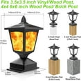 thumbnail image 3 of Solar Post Cap Lights for 4x4 Wood Fence, Flickering Flame LED, Waterproof Outdoor Deck & Garden Lighting, 2 Pack, Auto On/Off, Black, 3 of 7