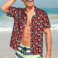 thumbnail image 5 of Lsque Red Floral pattern Hawaiian Shirt for Men, Unisex Summer Beach Casual Short Sleeve Button Down Shirts-X-Large, 5 of 9