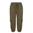 thumbnail image 3 of WILLBEST Pantalones Casuales elegantes para Mujer, Capris Cargo de Cintura Alta con Cordón Ajustable para Un Uso Diario Cómodo con Bolsillos Versátiles y Diseño Elástico. Mediana, 3 of 4