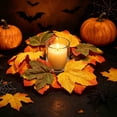thumbnail image 4 of Corona de velas con forma de hoja de arce para Halloween, decoración de mesa de comedor de estilo europeo con velas – Centro de mesa de flores artificiales con portavelas festivo, 4 of 6