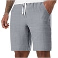 thumbnail image 2 of LEKWK Linen Shorts for Men Lightweight Soft Breathable Summer Shorts Elastic Waist Drawstring Casual Bottoms with Pockets Fashion Beach Vacation Outfits, 2 of 9