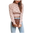 thumbnail image 2 of Youmylove Women Knit Long Sleeves Crop Sweater Loose Knitted Pullover Winter Sweater Tops Simple Clothes, 2 of 8