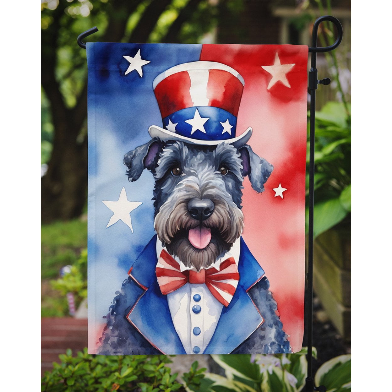 Kerry Blue Terrier Patriotic Garden Flag 11.25 in x 15.5 in