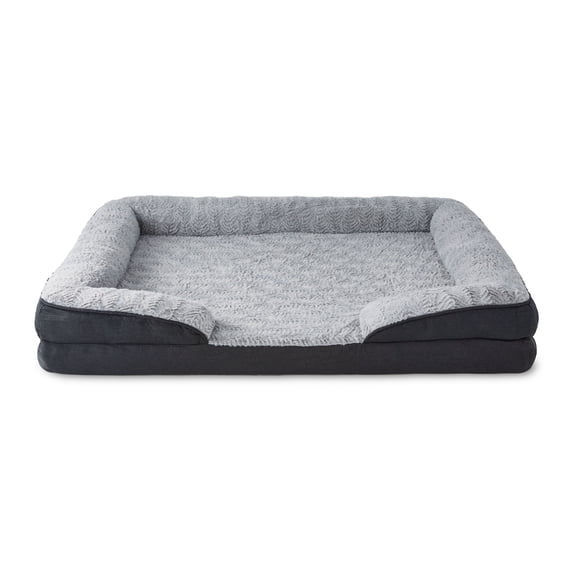Vibrant Life Extra Large Orthopedic Bolster Dog Bed, Black, 35" x 48"