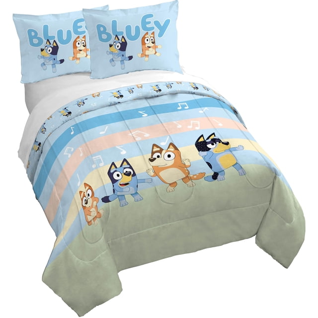 Juego de fundas de edredón Jay Franco Bluey, tamaño completo, 3 piezas