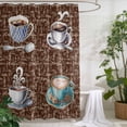 thumbnail image 2 of Xipuska Brown Coffee Farmhouse Shower Curtain - Water Repellent Fabric Shower Curtains Washable, Coffee Cup Bean Sugar Retro Decorative Polyester Cloth Bathroom Curtains Modern Bath Decor 36"x72", 2 of 6